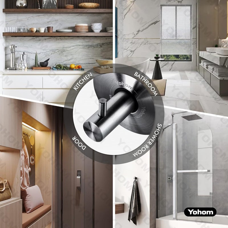 OHOM Suction Cup Hooks - Black Stainless Steel Window and Shower Towel Hooks - Holds 2 Pcs - Image 5